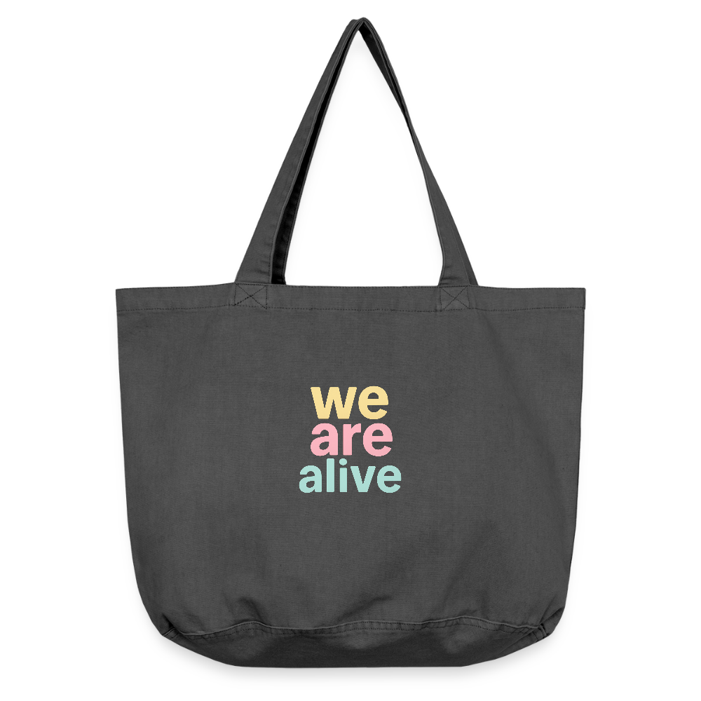 Vintage-Washed Shopper "we are alive" - Vintage Schwarz