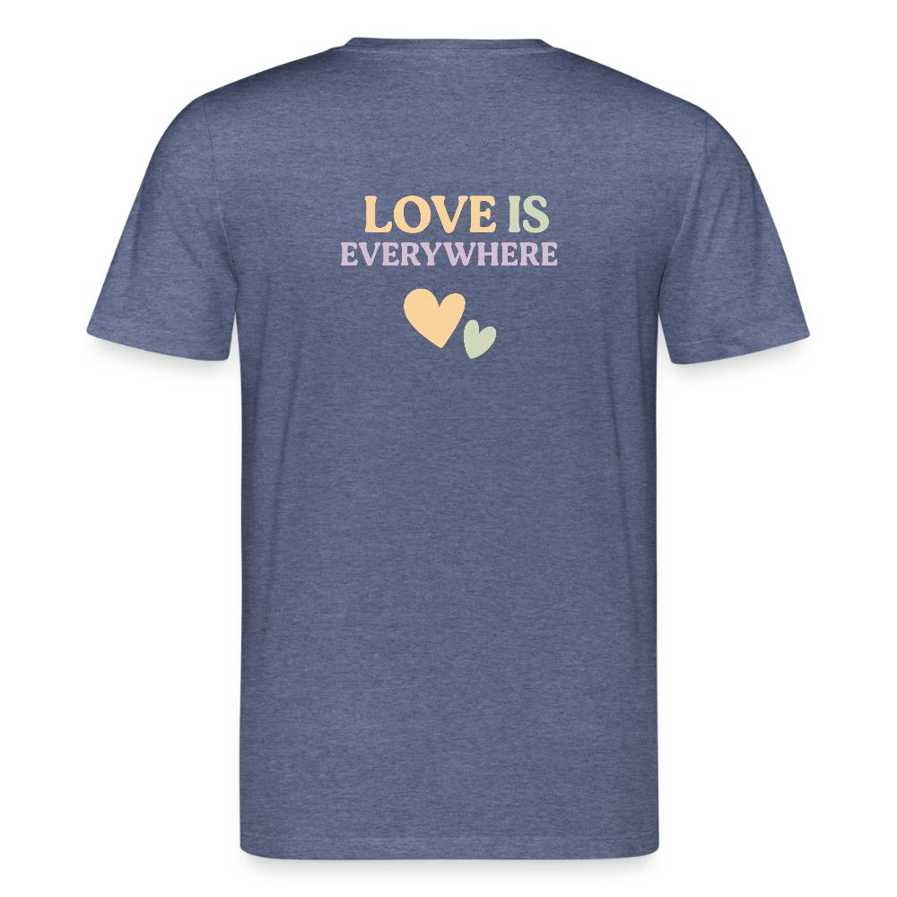 Unisex Bio-T-Shirt "Love is everywhere" - Dunkelblau meliert