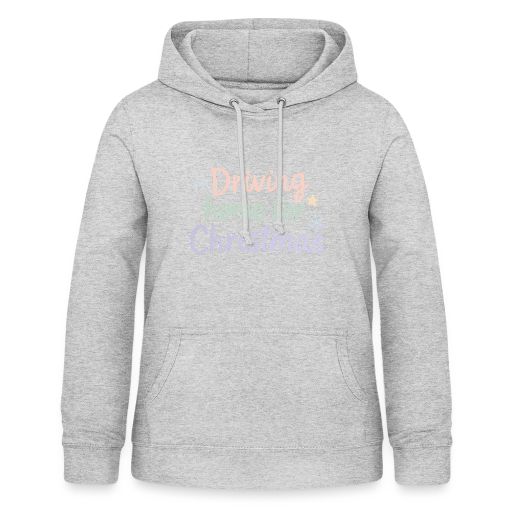 Frauen Hoodie "Driving home for Christmas" - Hellgrau meliert
