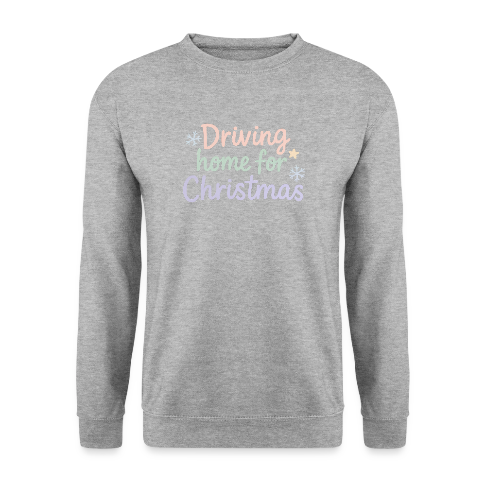 Unisex Pullover "Driving home for Christmas" - Weißgrau meliert