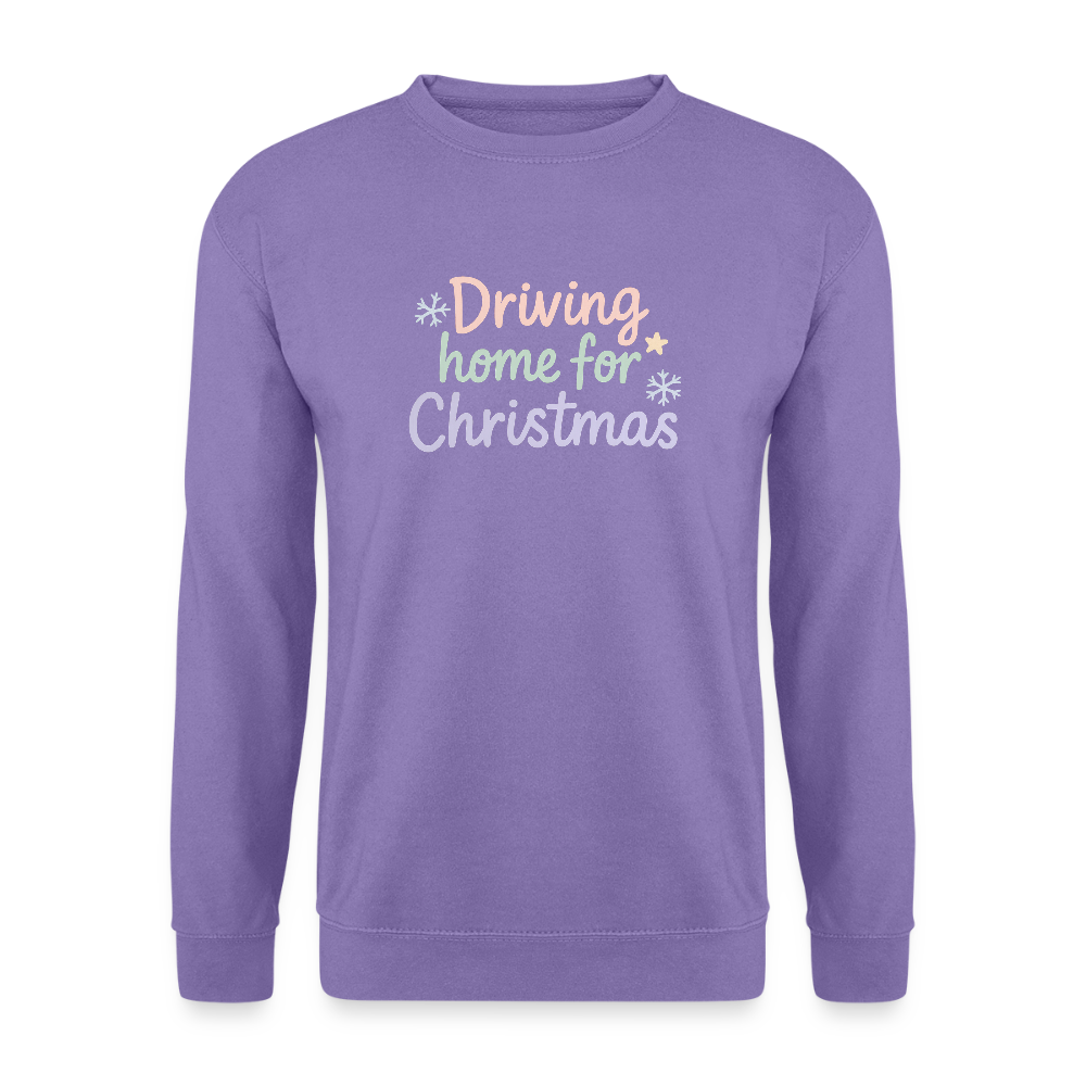 Unisex Pullover "Driving home for Christmas" - Lavendel