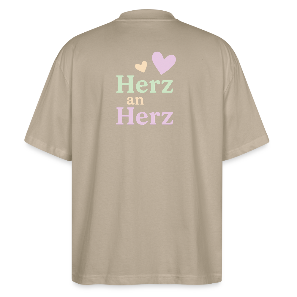 Oversized Shirt "Herz an Herz Rücken" - Steingrau