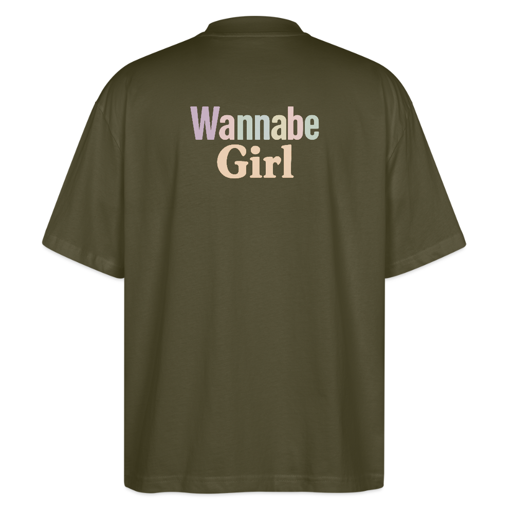 Oversized Shirt "Herz Wannabe Girl" - Khaki