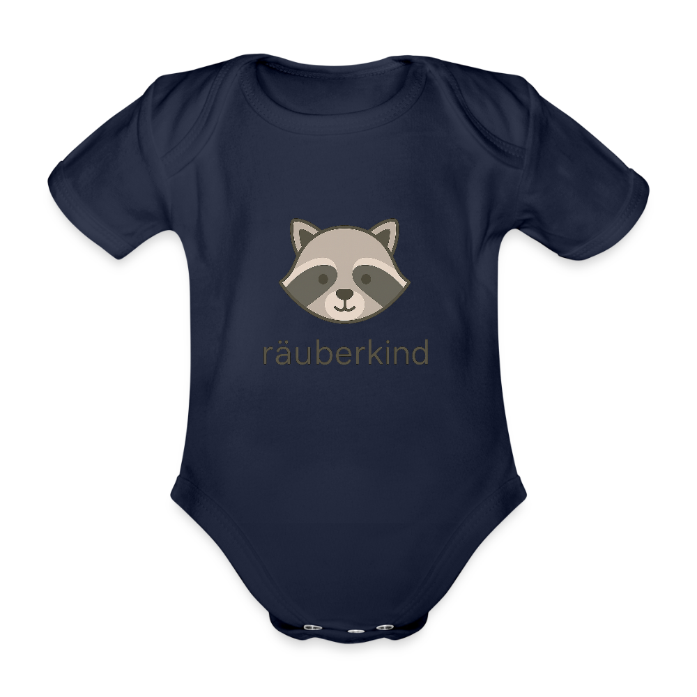 Baby Bio-Kurzarm-Body "Waschbär" - Dunkelnavy