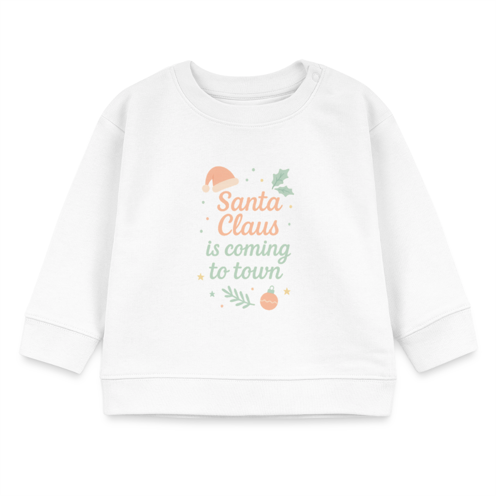 Kids Bio-Sweatshirt "Santa Claus is coming to town" - Weiß