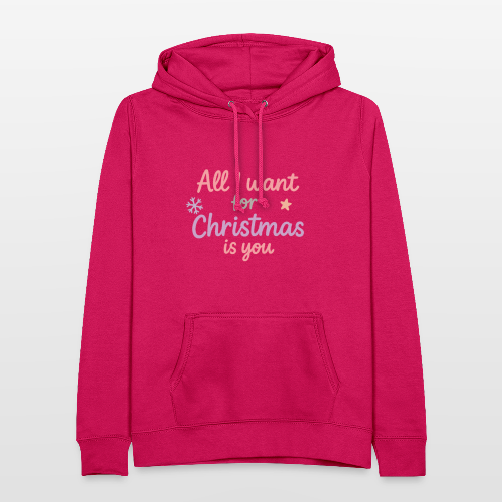 Frauen Hoodie "All I want for Christmas" - dunkles Pink