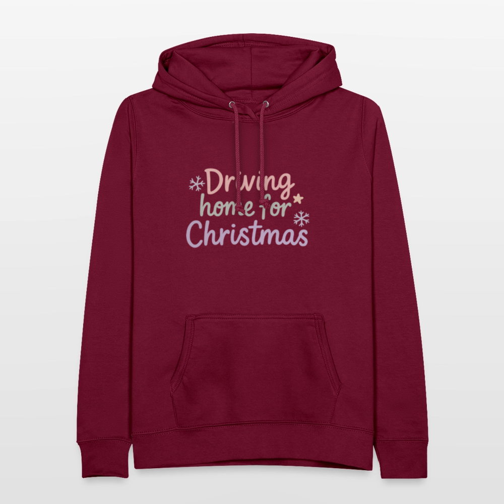 Frauen Hoodie "Driving home for Christmas" - Bordeaux