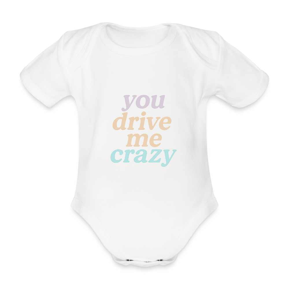 Baby Bio-Kurzarm-Body "crazy" - Weiß