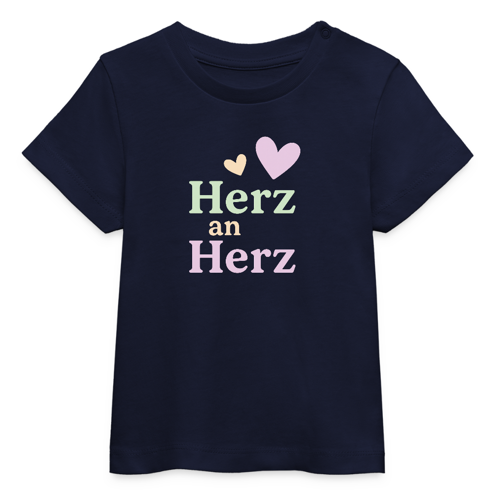 Baby Bio-T-Shirt "Herz an Herz" - Navy