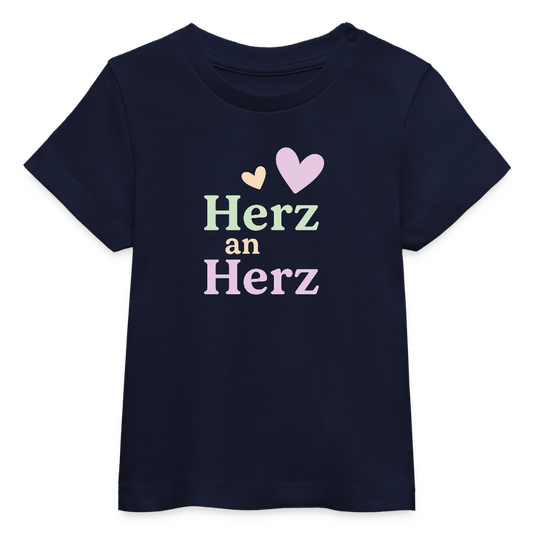 Baby Bio-T-Shirt "Herz an Herz" - Navy