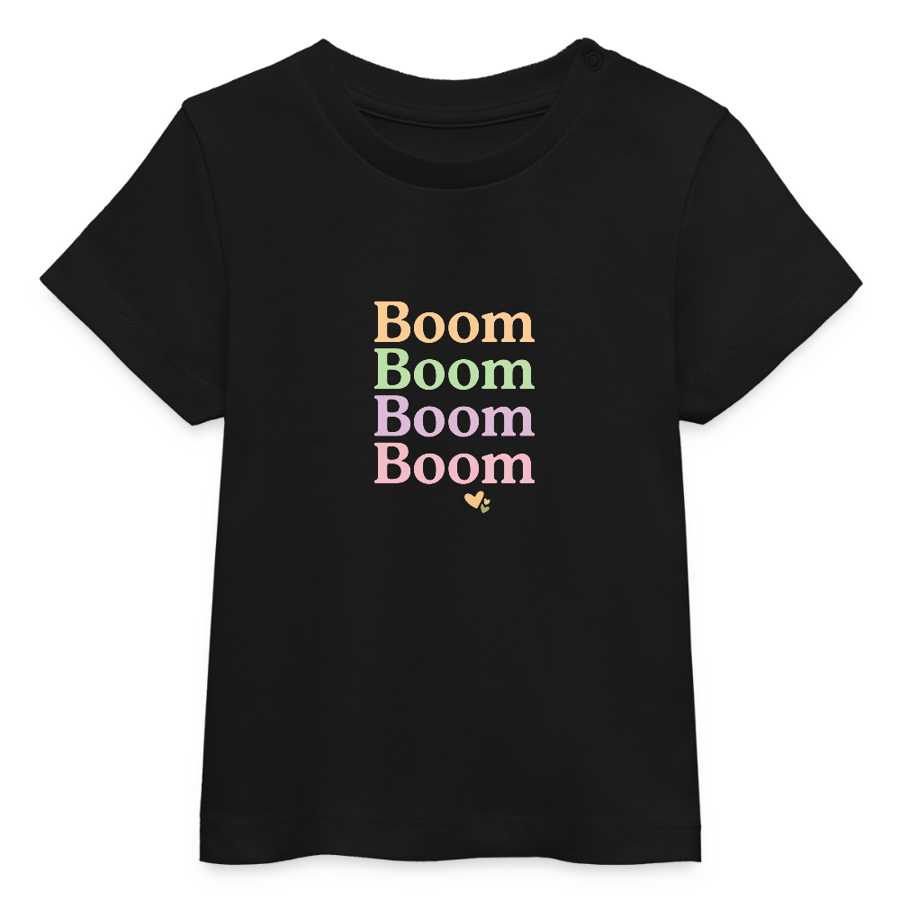 Baby Bio-T-Shirt "Boom Boom Boom Boom" - Schwarz