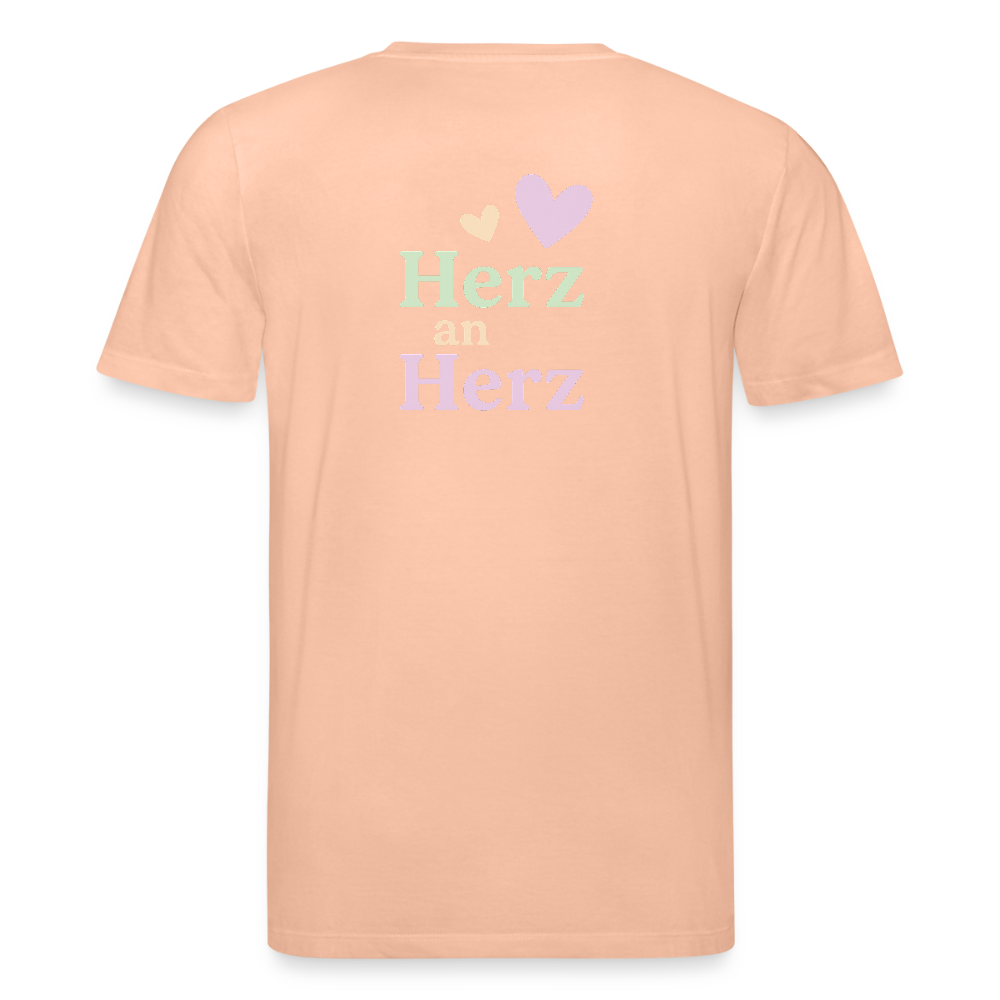 Unisex Bio-T-Shirt "Herz an Herz" - Pfirsich