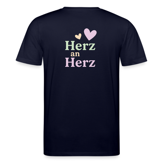 Unisex Bio-T-Shirt "Herz an Herz" - Navy