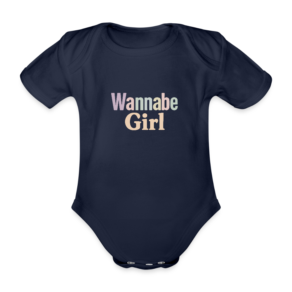 Baby Bio-Kurzarm-Body "Wannabe Girl" - Dunkelnavy