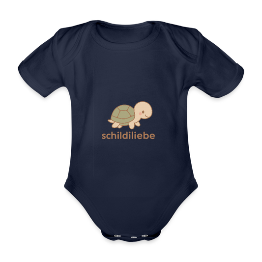 Baby Bio-Kurzarm-Body "Schildkröte" - Dunkelnavy
