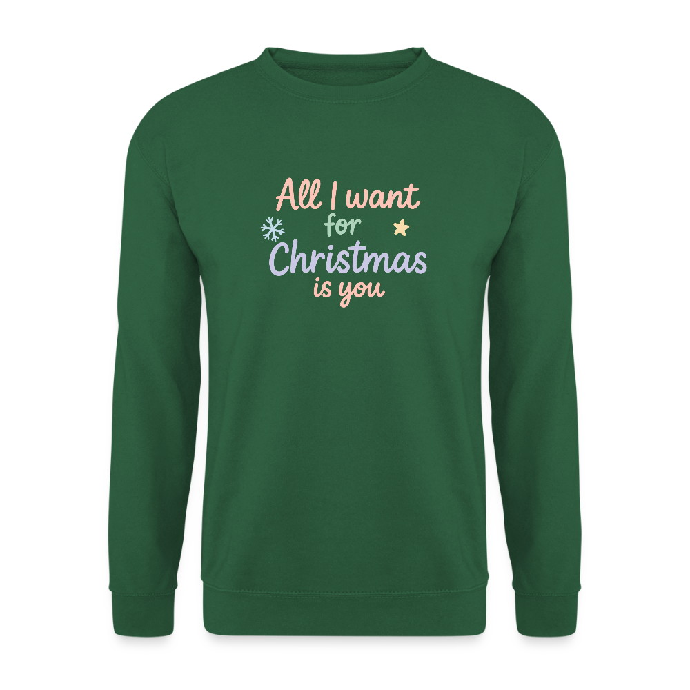 Unisex Pullover "All I want for Christmas" - Grün