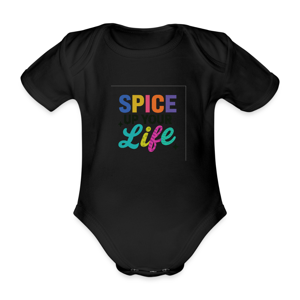 Baby Bio-Kurzarm-Body "spice up your life" - Schwarz