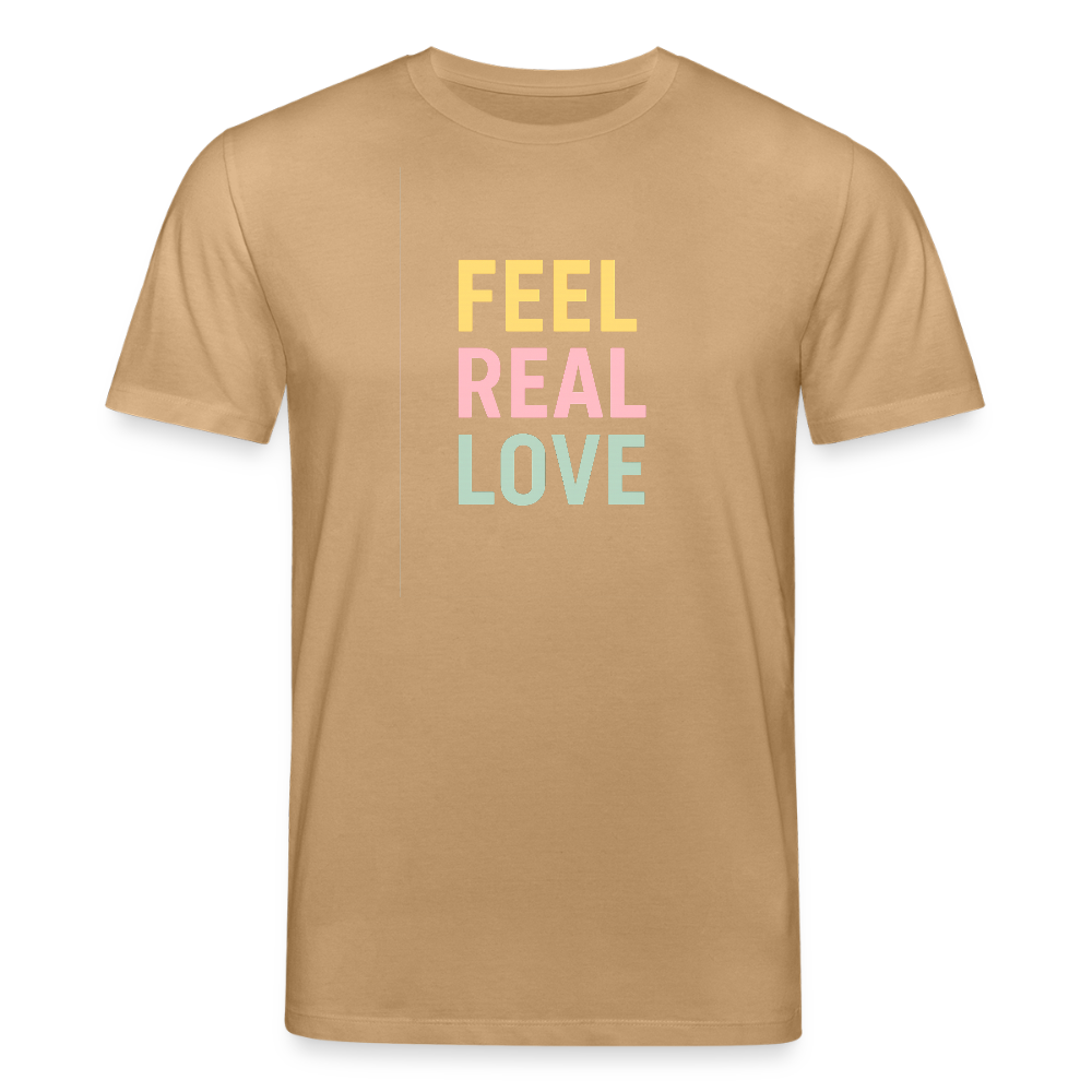 Unisex Bio-T-Shirt "feel real love" - Karamell 