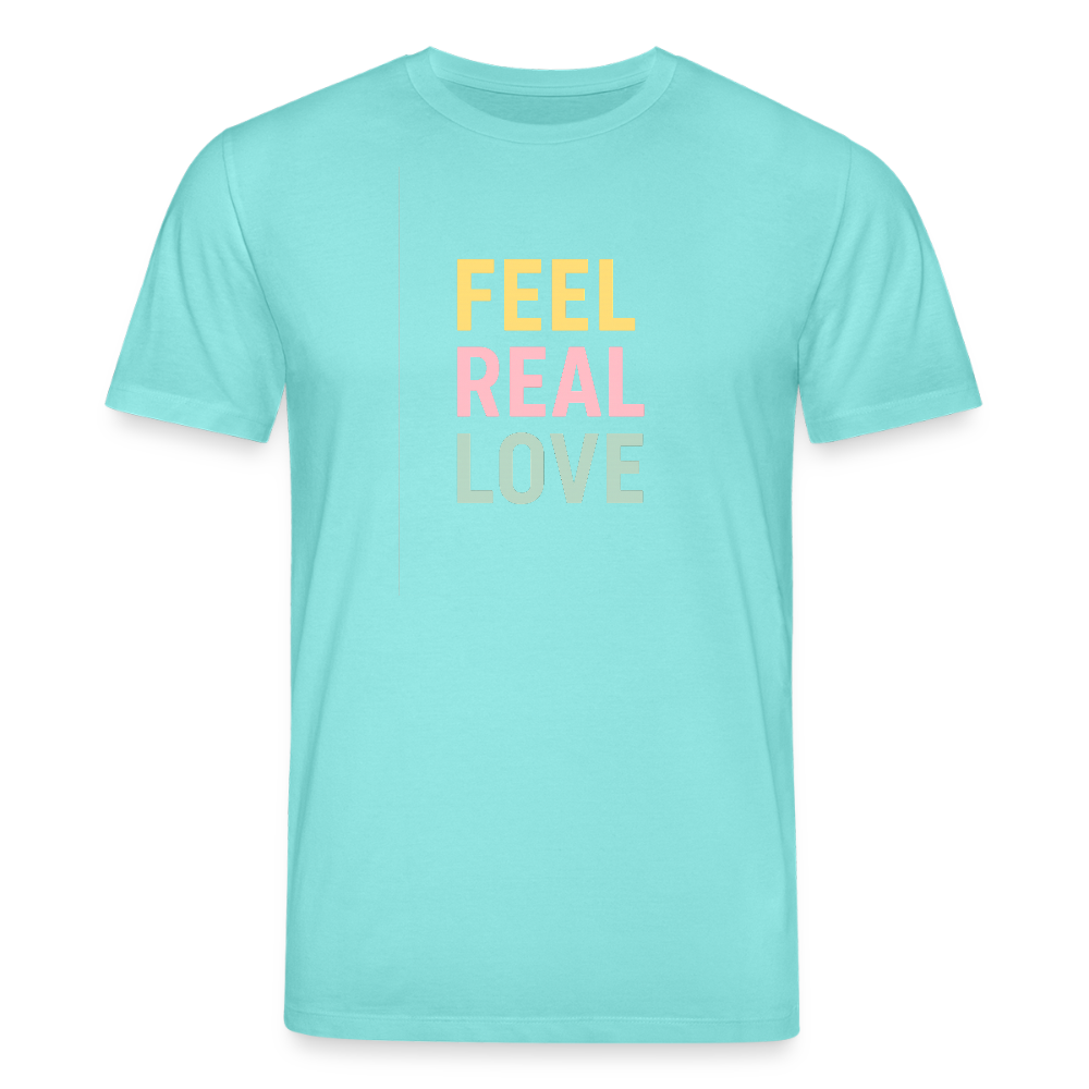 Unisex Bio-T-Shirt "feel real love" - Poolblau