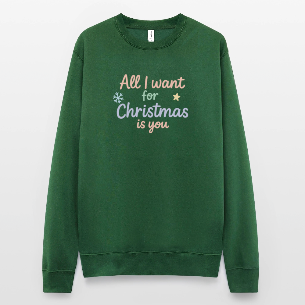 Unisex Pullover "All I want for Christmas" - Grün