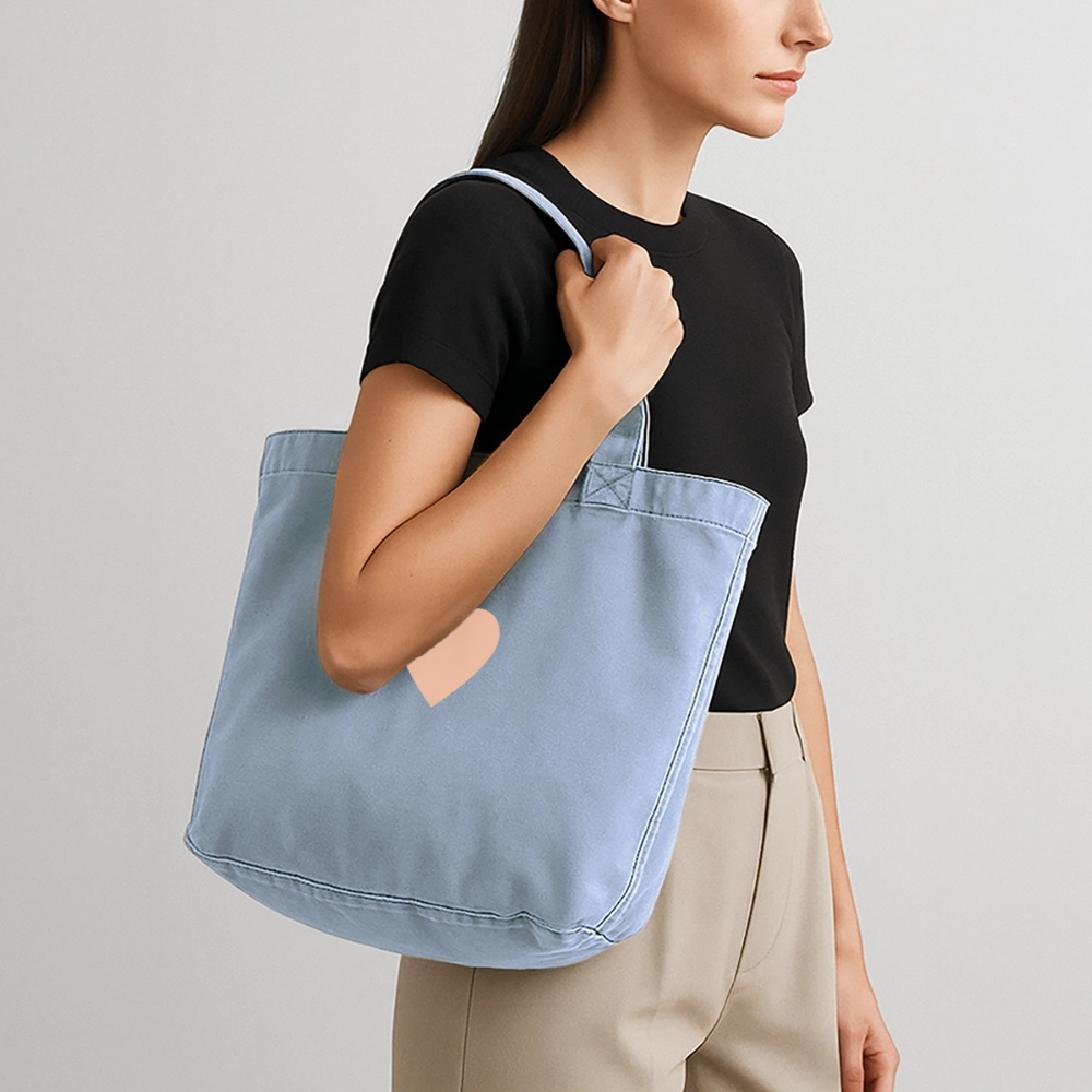 Vintage-Washed Shopper "Herz" - Vintage Blue