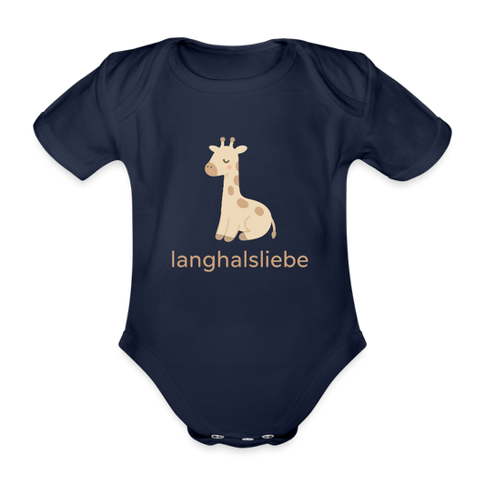 Baby Bio-Kurzarm-Body "Giraffe" - Dunkelnavy