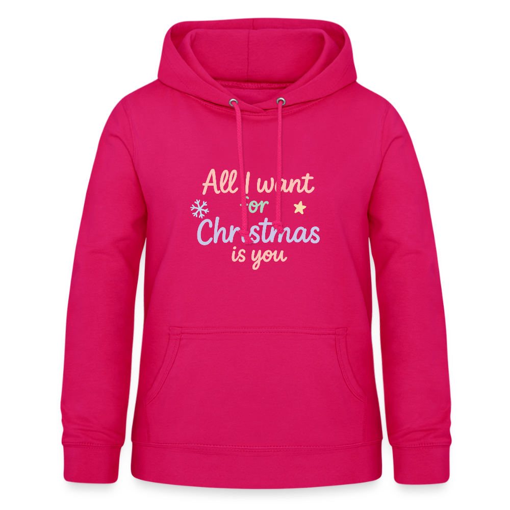 Frauen Hoodie "All I want for Christmas" - dunkles Pink