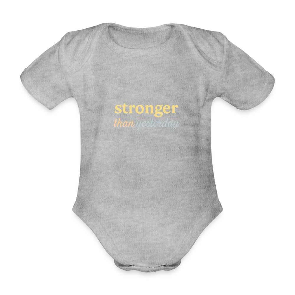 Baby Bio-Kurzarm-Body "stronger" - Grau meliert