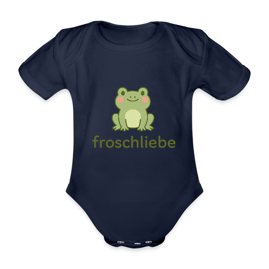 Baby Bio-Kurzarm-Body "Frosch" - Dunkelnavy