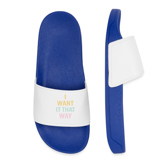 Frauen Badelatschen "I want it that way" - Königsblau