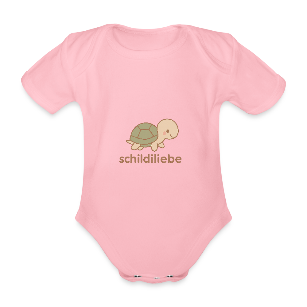 Baby Bio-Kurzarm-Body "Schildkröte" - Hellrosa