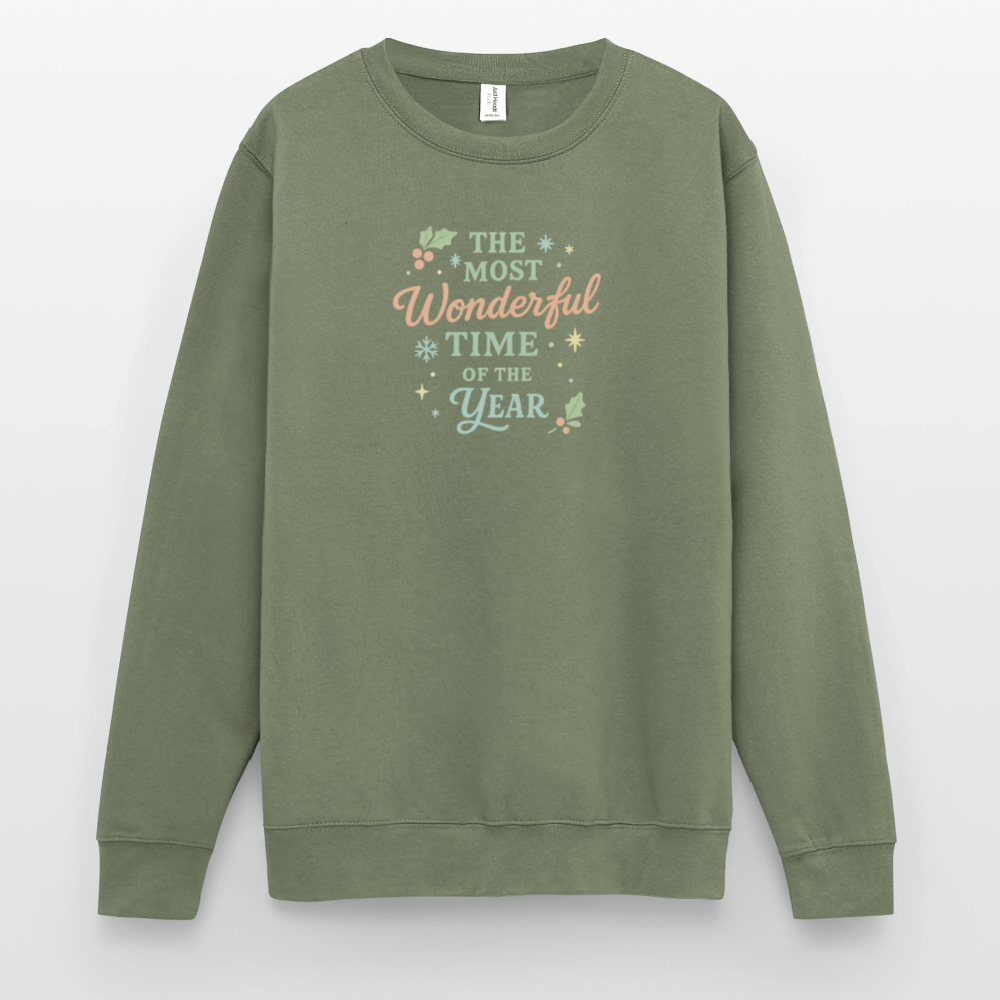Unisex Pullover "The Most Wonderful Time" - Armeegrün