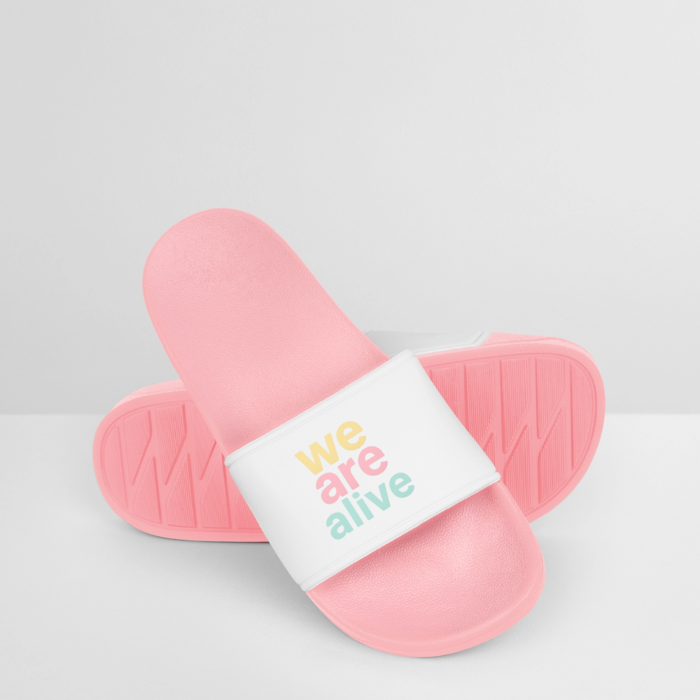 Frauen Badelatschen "we are alive" - Hellrosa