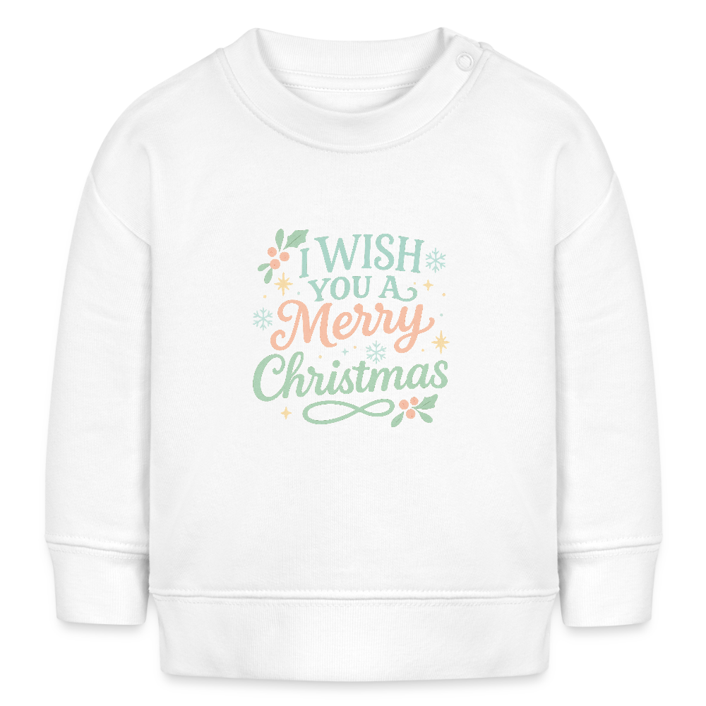 Kids Bio-Sweatshirt "I wish you a merry christmas" - Weiß