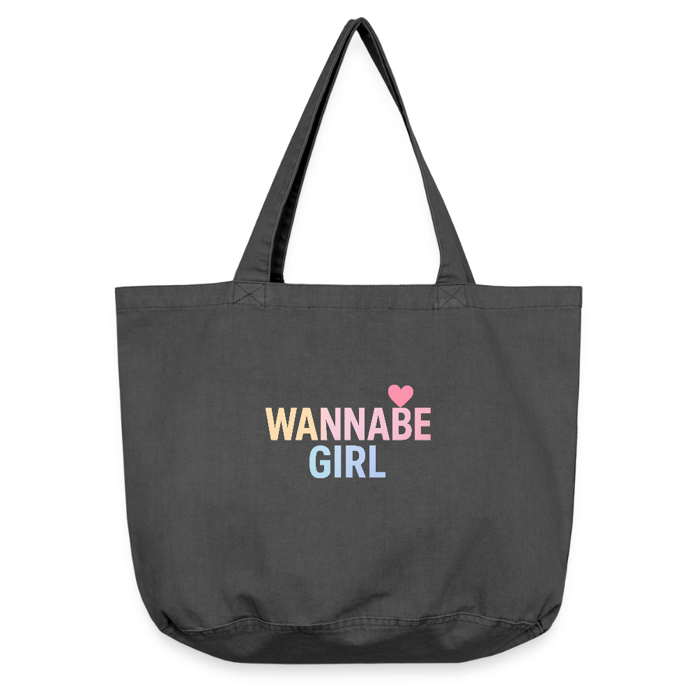 Vintage-Washed Shopper "Wannabe Girl" - Vintage Schwarz