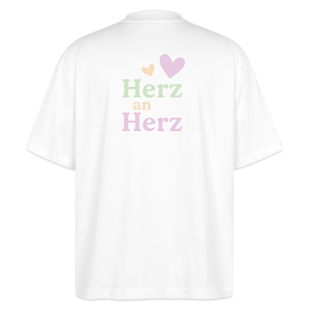 Oversized Shirt "Herz an Herz Rücken" - Weiß