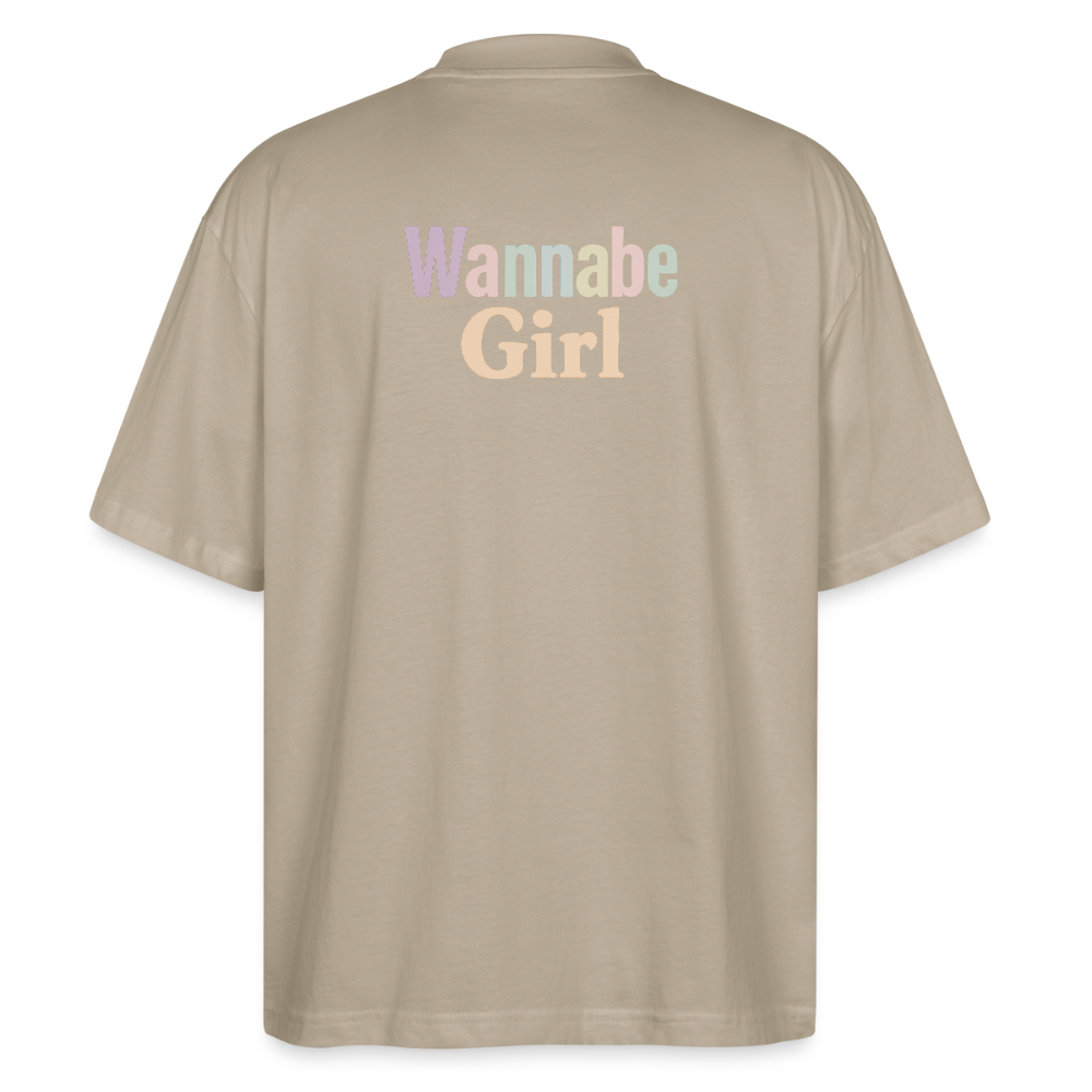 Oversized Shirt "Herz Wannabe Girl" - Steingrau