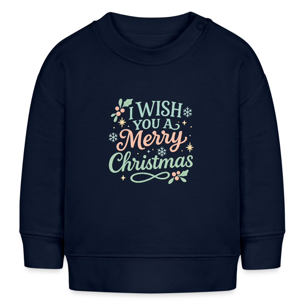 Kids Bio-Sweatshirt "I wish you a merry christmas" - Navy