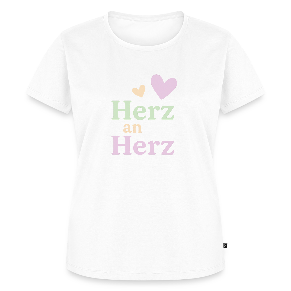 Frauen Premium T-Shirt "Herz an Herz" - Weiß