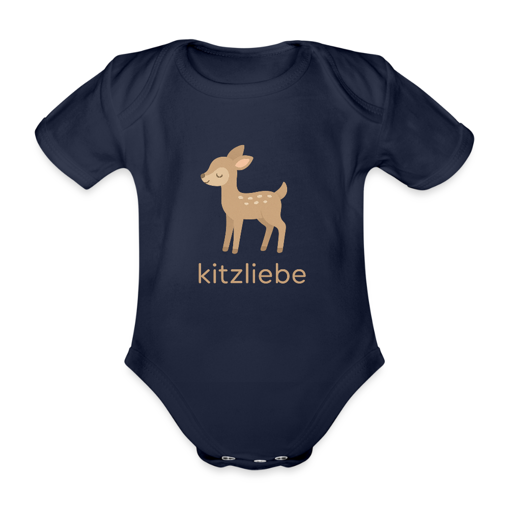 Baby Bio-Kurzarm-Body "Reh" - Dunkelnavy
