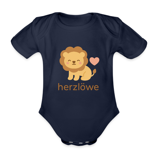 Baby Bio-Kurzarm-Body "Löwe" - Dunkelnavy