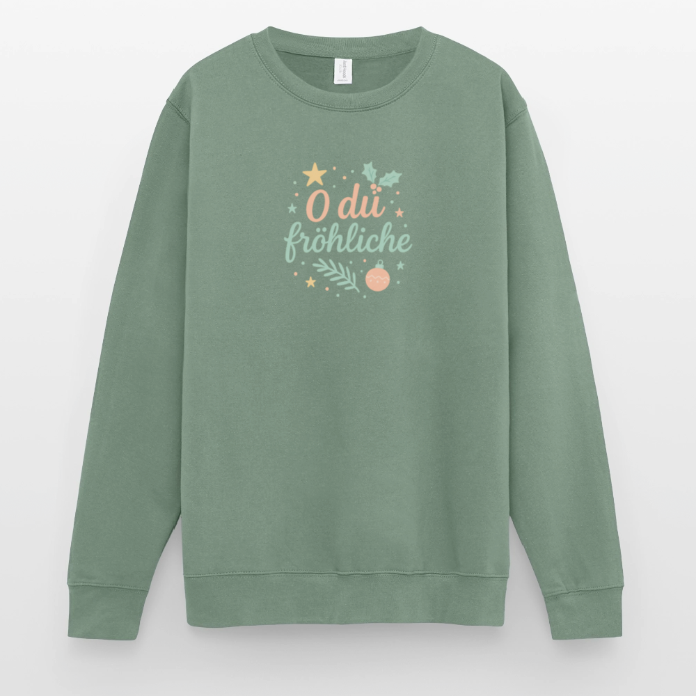 Unisex Pullover "O du fröhliche" - Graugrün