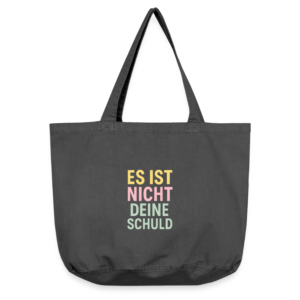 Vintage-Washed Shopper "nicht deine Schuld" - Vintage Schwarz