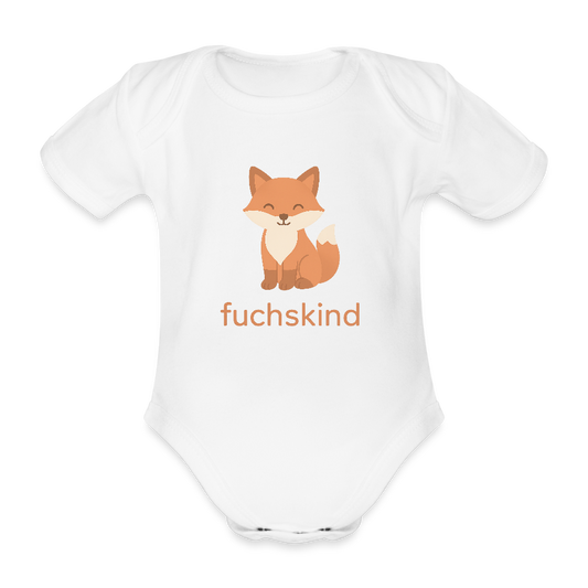 Baby Bio-Kurzarm-Body "Fuchs" - Weiß