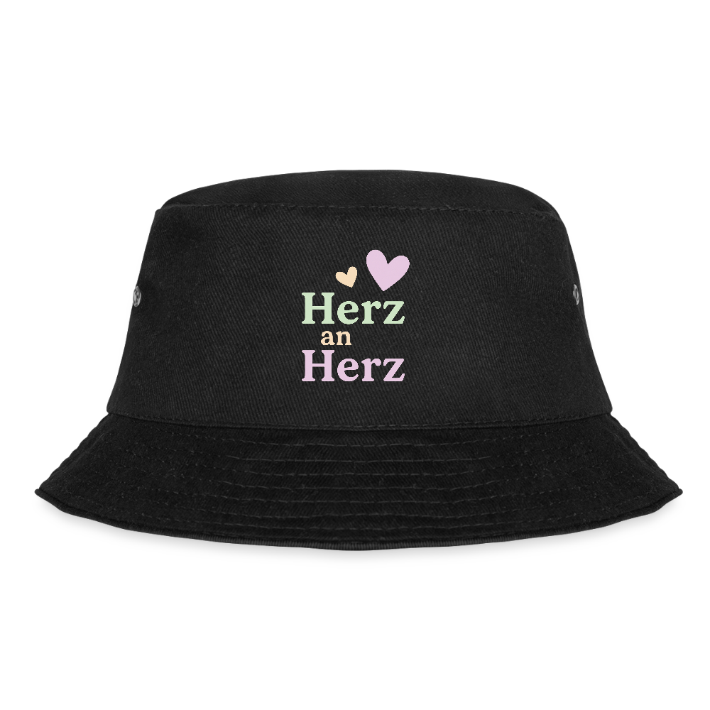 Fischerhut "Herz an Herz" - Schwarz