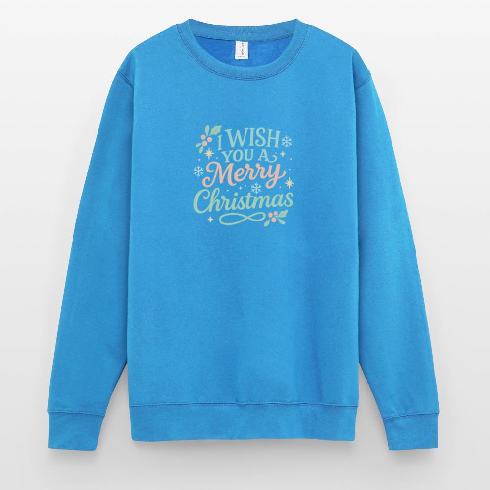 Unisex Pullover "I wish you a Merry Christmas" - Meeresblau