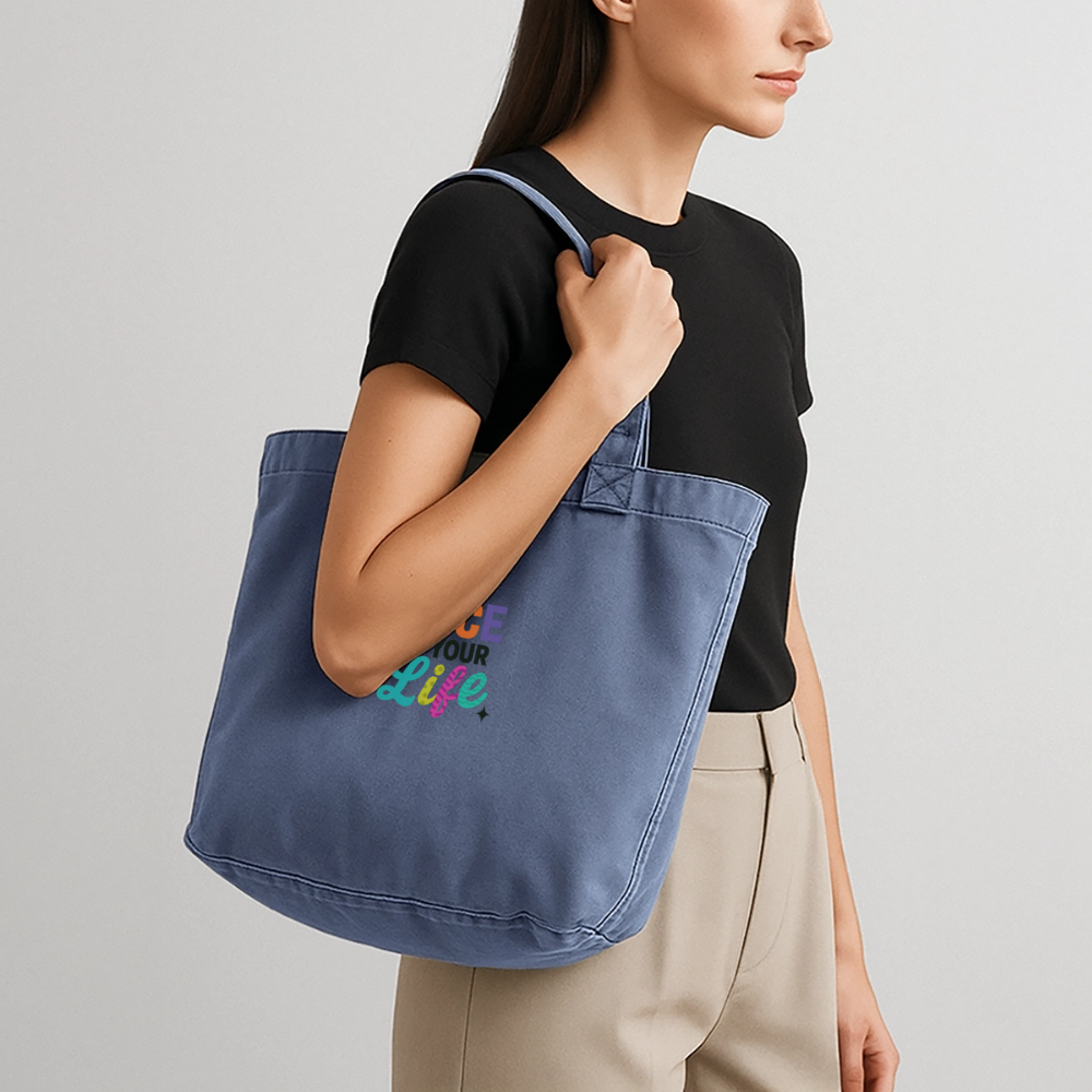 Vintage-Washed Shopper "spice up your life" - Vintage Denim