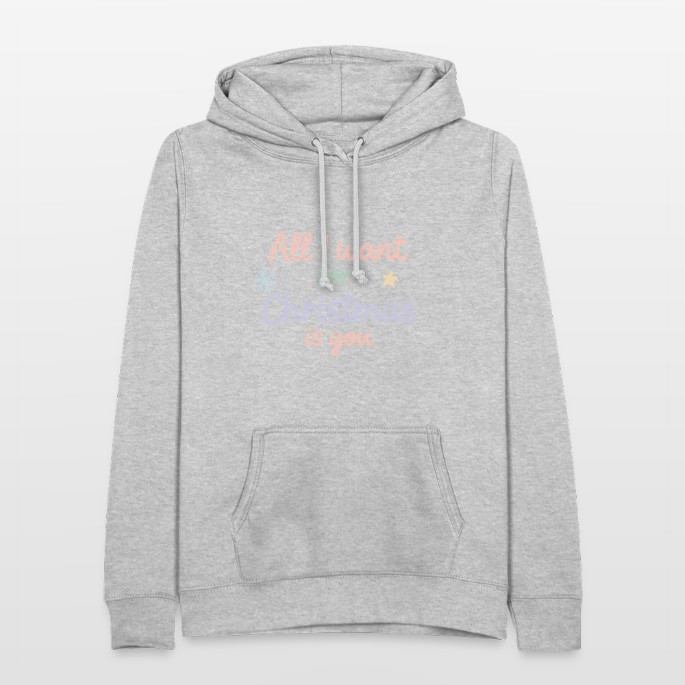 Frauen Hoodie "All I want for Christmas" - Hellgrau meliert