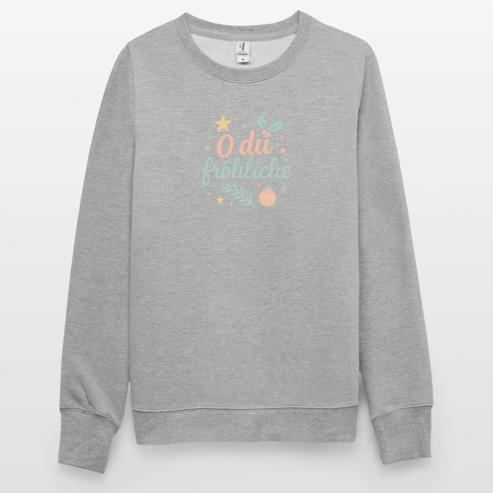 Unisex Pullover "O du fröhliche" - Weißgrau meliert