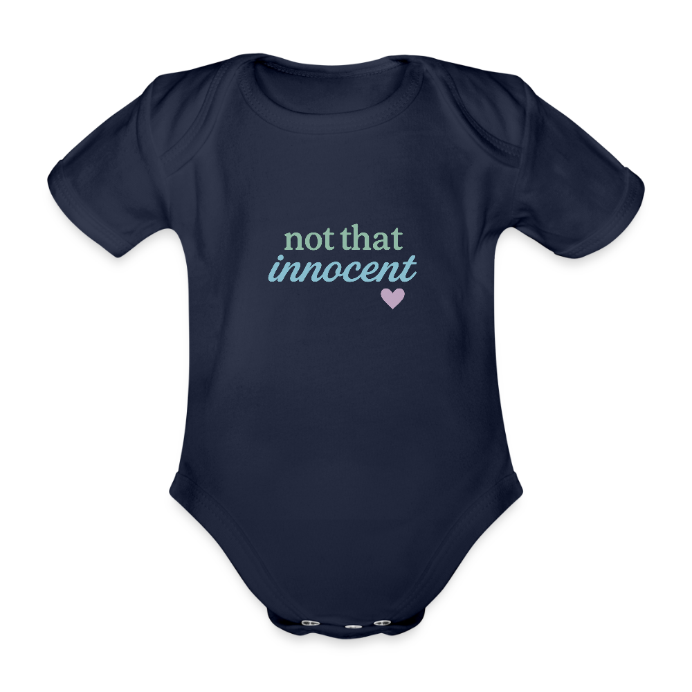 Baby Bio-Kurzarm-Body "not that innocent" - Dunkelnavy